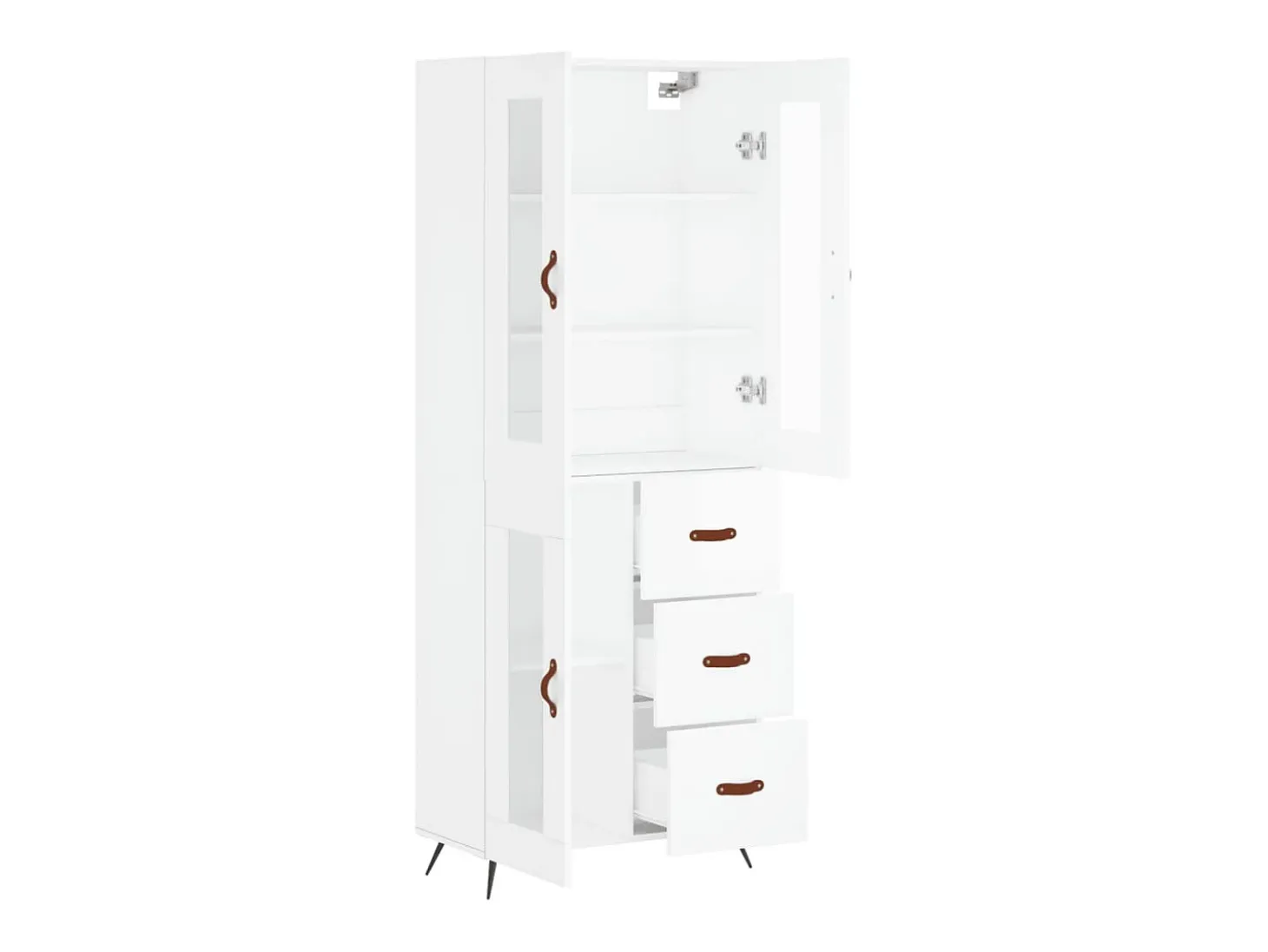 Aparador alto madera contrachapada blanco 69,5x34x180 cm ES17588