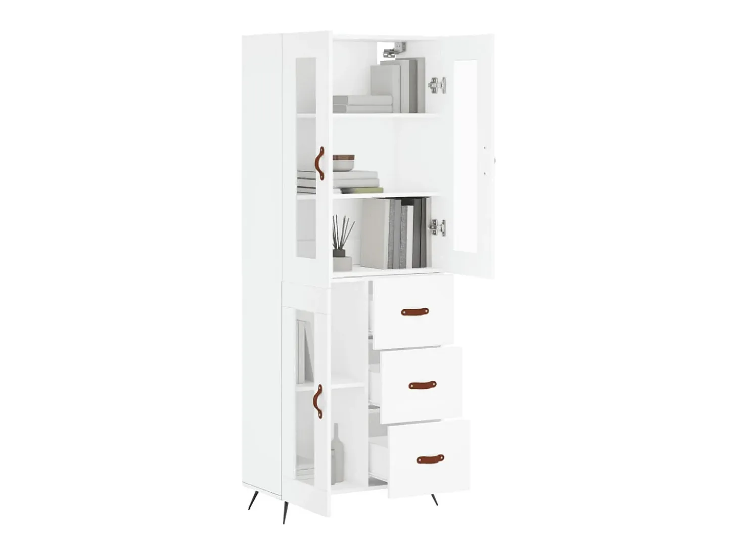 Aparador alto madera contrachapada blanco 69,5x34x180 cm ES17588