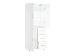 Aparador alto madera contrachapada blanco 69,5x34x180 cm ES37754