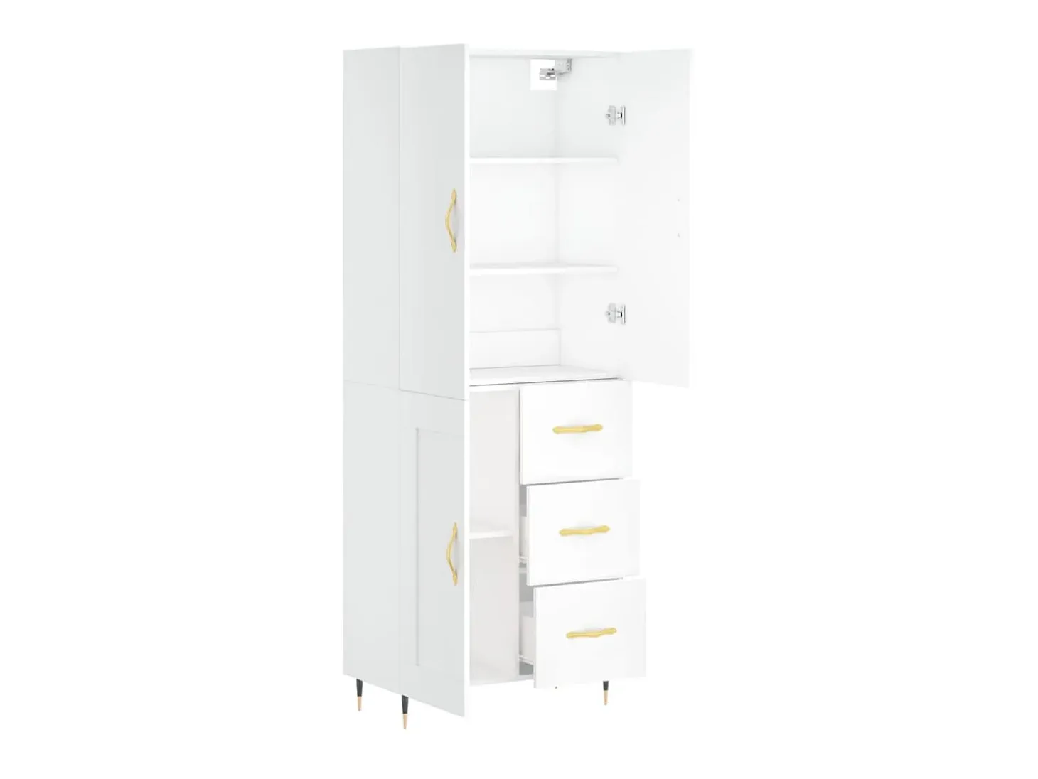Aparador alto madera contrachapada blanco 69,5x34x180 cm ES37754