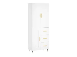 Aparador alto madera contrachapada blanco 69,5x34x180 cm ES37754