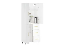 Aparador alto madera contrachapada blanco 69,5x34x180 cm ES37754
