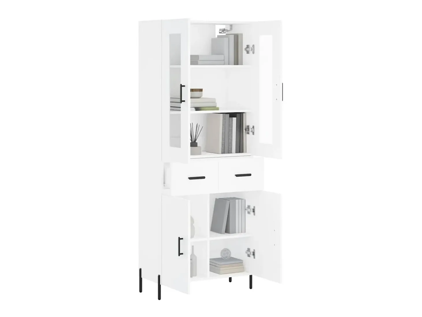 Aparador alto madera contrachapada blanco 69,5x34x180 cm ES21548