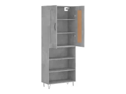 Aparador alto madera contrachapada gris hormigón 69,5x34x180 cm
