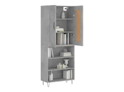 Aparador alto madera contrachapada gris hormigón 69,5x34x180 cm