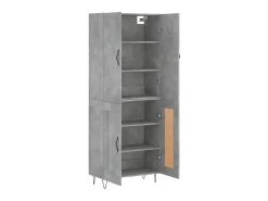 Aparador alto madera contrachapada gris hormigón 69,5x34x180 cm ES11136