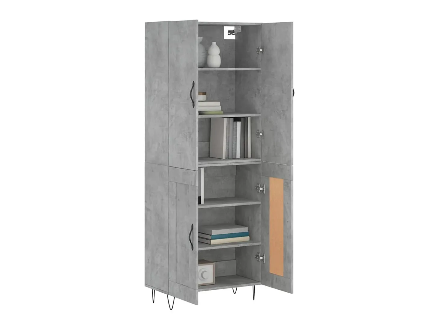 Aparador alto madera contrachapada gris hormigón 69,5x34x180 cm ES11136