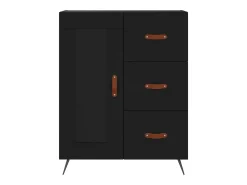 Aparador alto madera contrachapada negro 69,5x34x180 cm