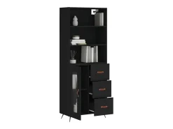 Aparador alto madera contrachapada negro 69,5x34x180 cm