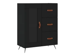 Aparador alto madera contrachapada negro 69,5x34x180 cm