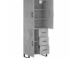 Aparador alto madera contrachapada gris hormigón 69,5x34x180 cm ES77417
