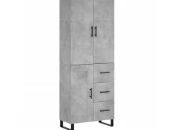 Aparador alto madera contrachapada gris hormigón 69,5x34x180 cm ES77417