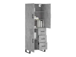 Aparador alto madera contrachapada gris hormigón 69,5x34x180 cm ES77417