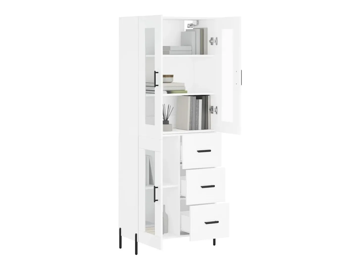 Aparador alto madera contrachapada blanco 69,5x34x180 cm ES85455