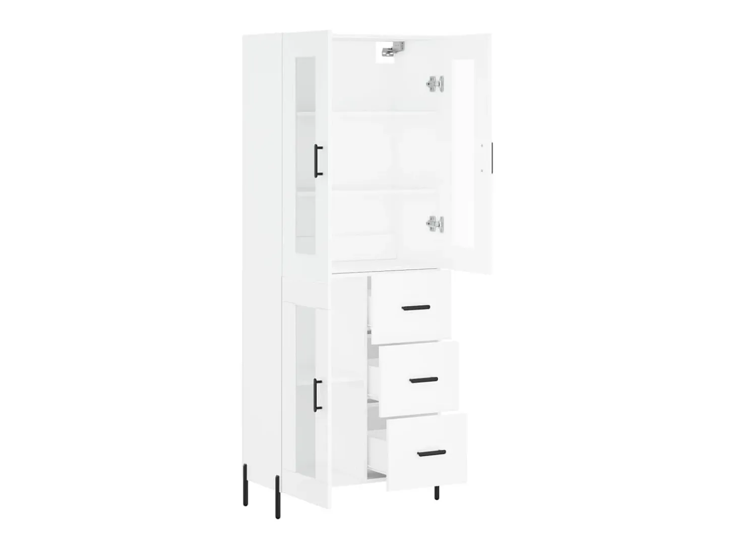 Aparador alto madera contrachapada blanco 69,5x34x180 cm ES85455