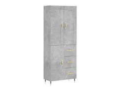 Aparador alto madera contrachapada gris hormigón 69,5x34x180 cm ES45294