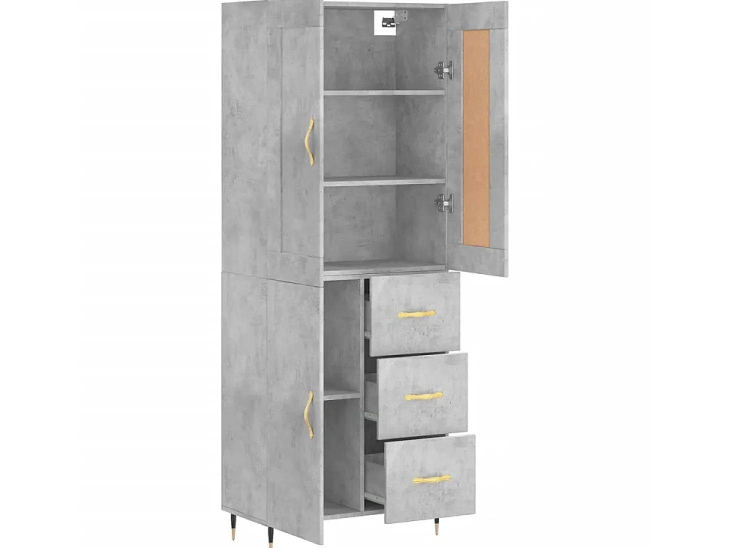 Aparador alto madera contrachapada gris hormigón 69,5x34x180 cm ES45294