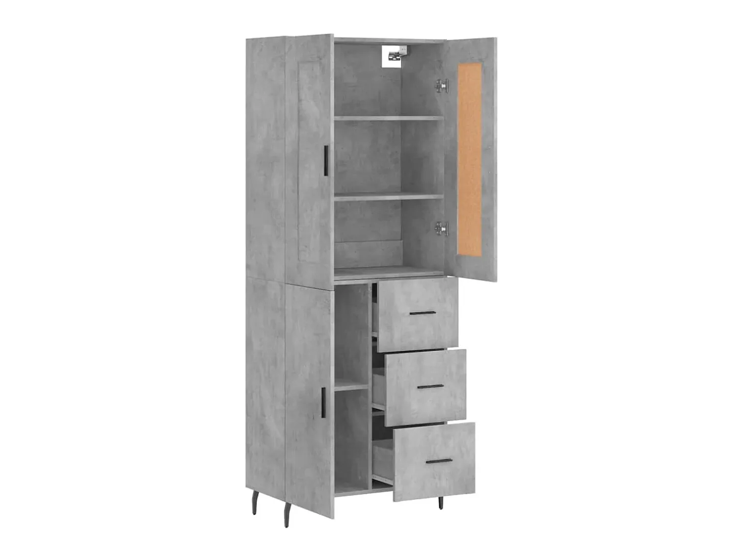 Aparador alto madera contrachapada gris hormigón 69,5x34x180 cm ES26308