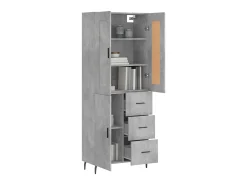 Aparador alto madera contrachapada gris hormigón 69,5x34x180 cm ES26308