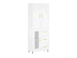 Aparador alto madera contrachapada blanco 69,5x34x180 cm ES75243