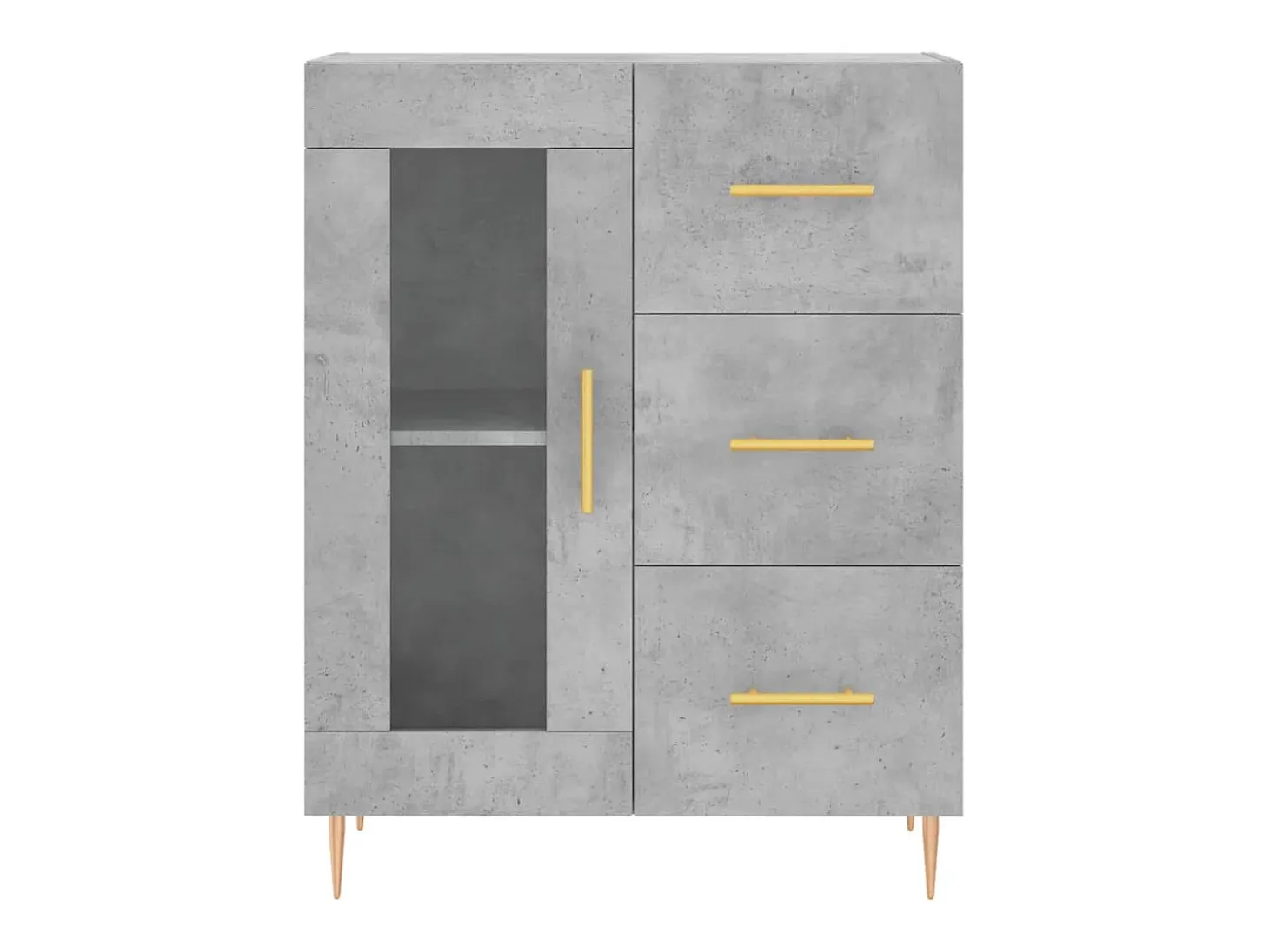 Aparador alto madera contrachapada gris hormigón 69,5x34x180 cm