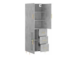 Aparador alto madera contrachapada gris hormigón 69,5x34x180 cm