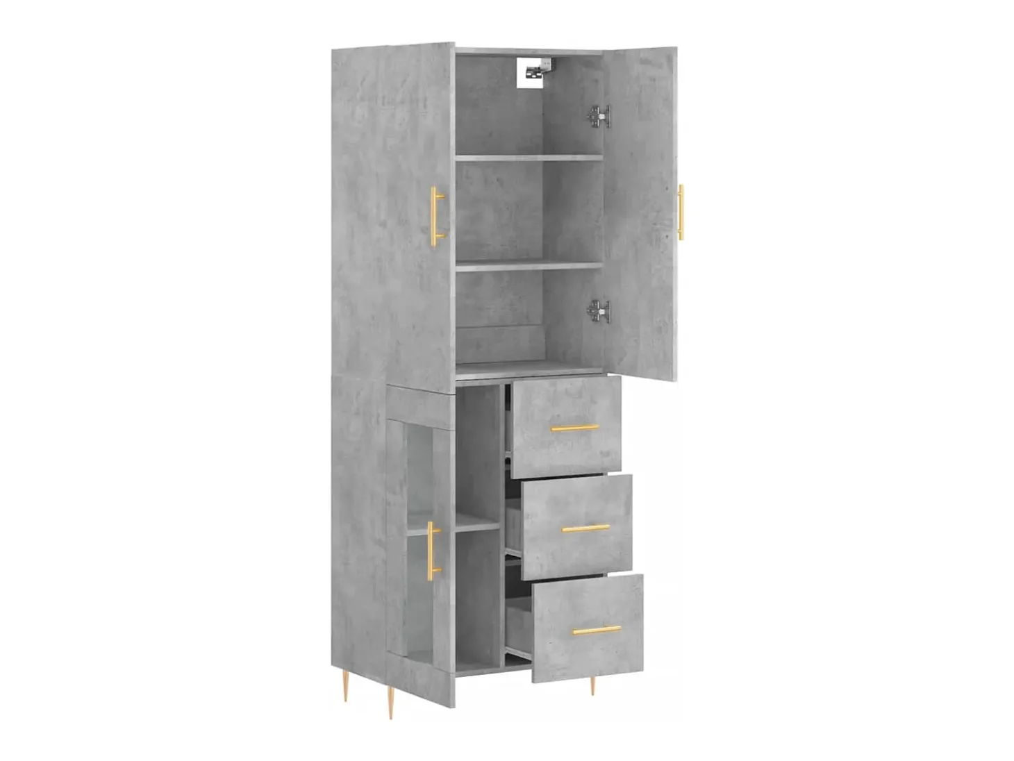 Aparador alto madera contrachapada gris hormigón 69,5x34x180 cm