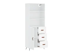 Aparador alto madera contrachapada blanco 69,5x34x180 cm ES41395