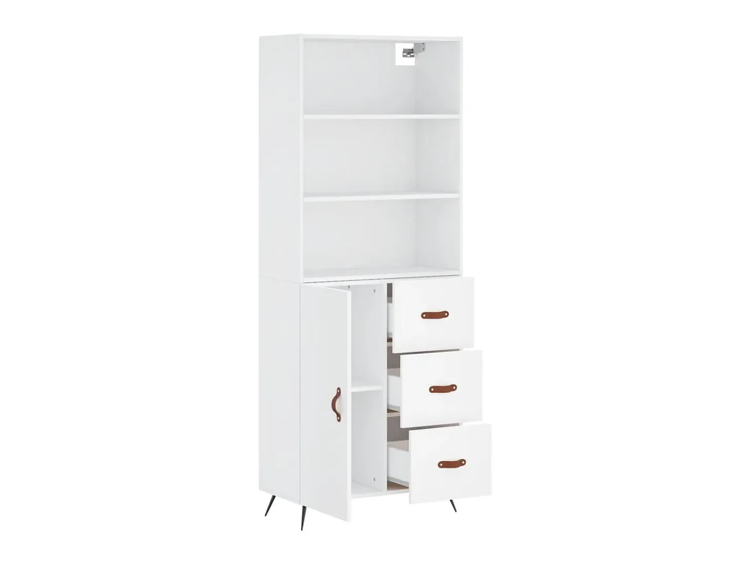 Aparador alto madera contrachapada blanco 69,5x34x180 cm ES41395