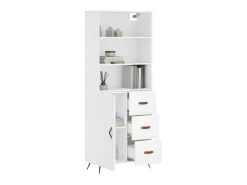 Aparador alto madera contrachapada blanco 69,5x34x180 cm ES41395