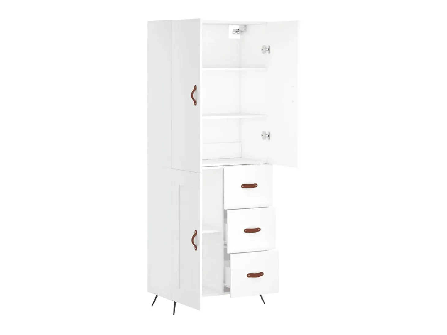 Aparador alto madera contrachapada blanco 69,5x34x180 cm ES12360