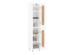 Aparador alto madera contrachapada blanco brillo 34,5x34x180 cm ES28141