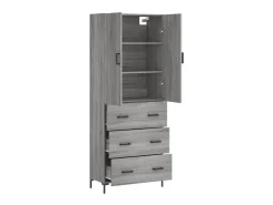 Aparador alto madera contrachapada gris sonoma 69,5x34x180 cm ES11129