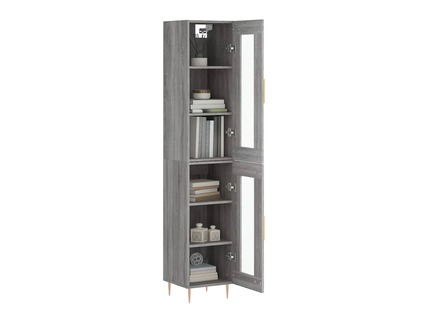 Aparador alto madera contrachapada gris Sonoma 34,5x34x180 cm ES54098