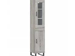 Aparador alto madera contrachapada gris Sonoma 34,5x34x180 cm ES78147