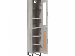 Aparador alto madera contrachapada gris Sonoma 34,5x34x180 cm ES78147