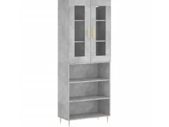 Aparador alto madera contrachapada gris hormigón 69,5x34x180 cm ES19980