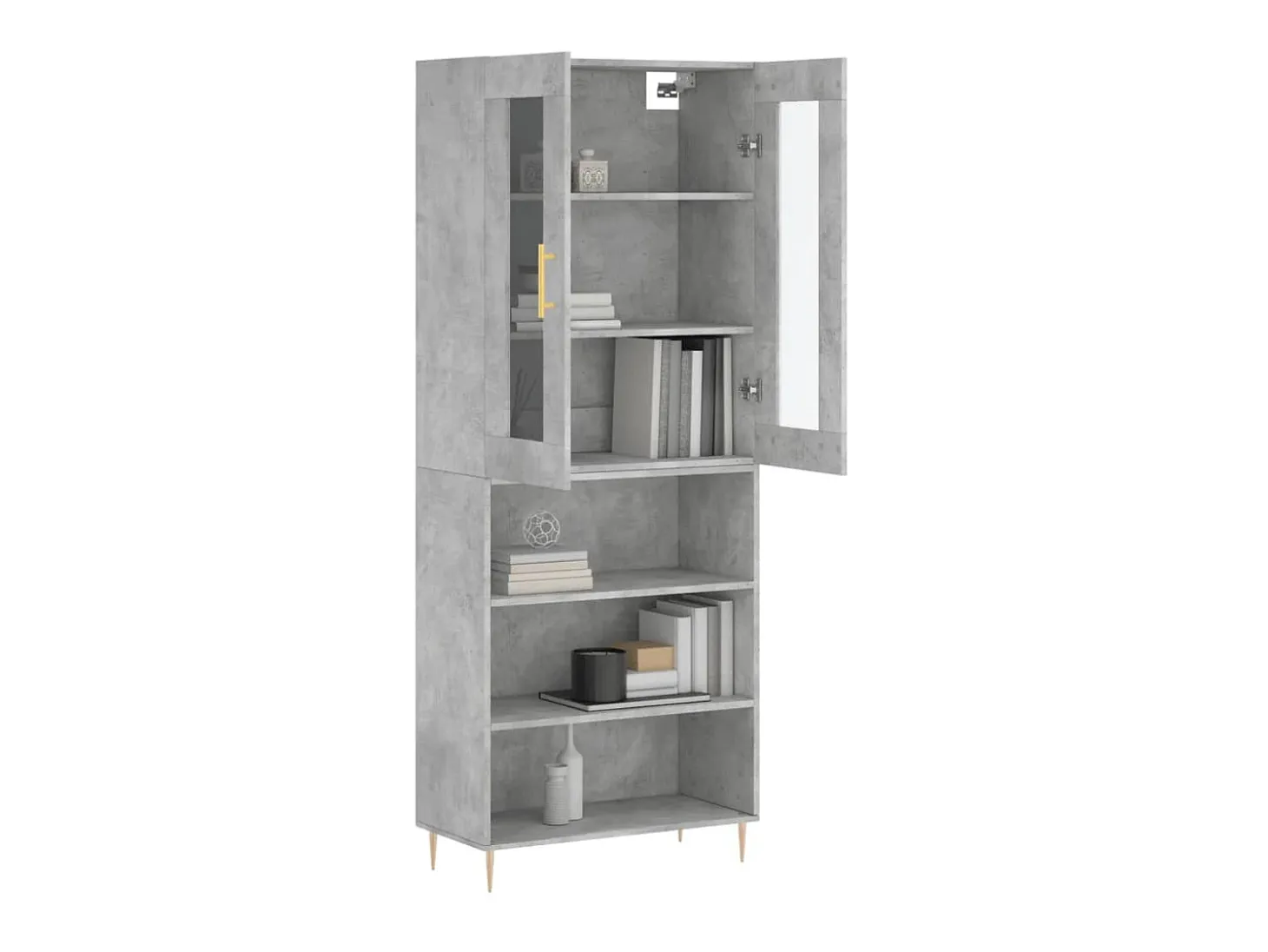 Aparador alto madera contrachapada gris hormigón 69,5x34x180 cm ES19980