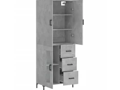 Aparador alto madera contrachapada gris hormigón 69,5x34x180 cm ES87311