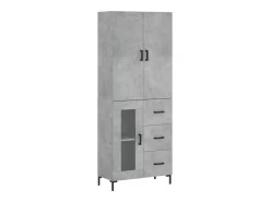 Aparador alto madera contrachapada gris hormigón 69,5x34x180 cm ES87311