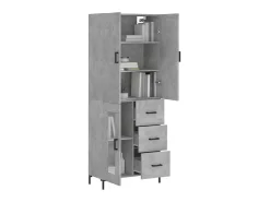 Aparador alto madera contrachapada gris hormigón 69,5x34x180 cm ES87311