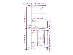 Aparador alto madera contrachapada blanco 69,5x34x180 cm