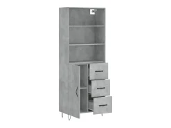Aparador alto madera contrachapada gris hormigón 69,5x34x180 cm ES54092