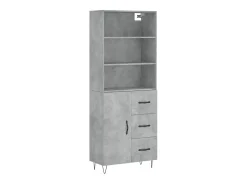 Aparador alto madera contrachapada gris hormigón 69,5x34x180 cm ES54092