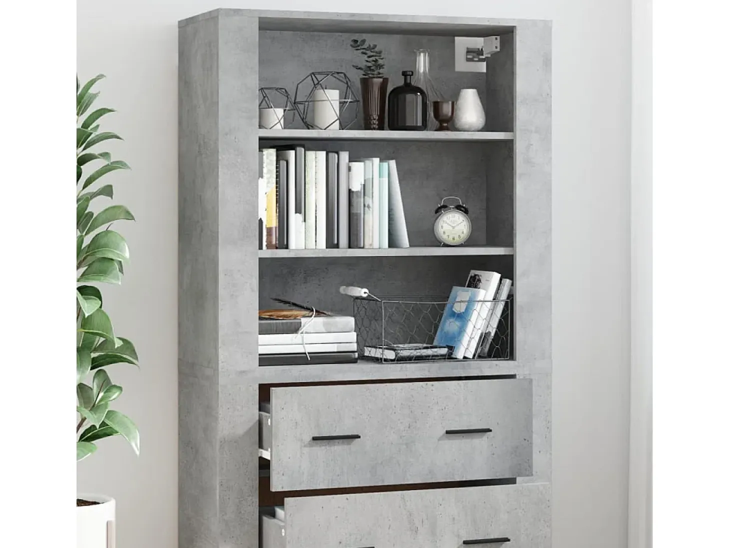Aparador alto madera contrachapada gris hormigón