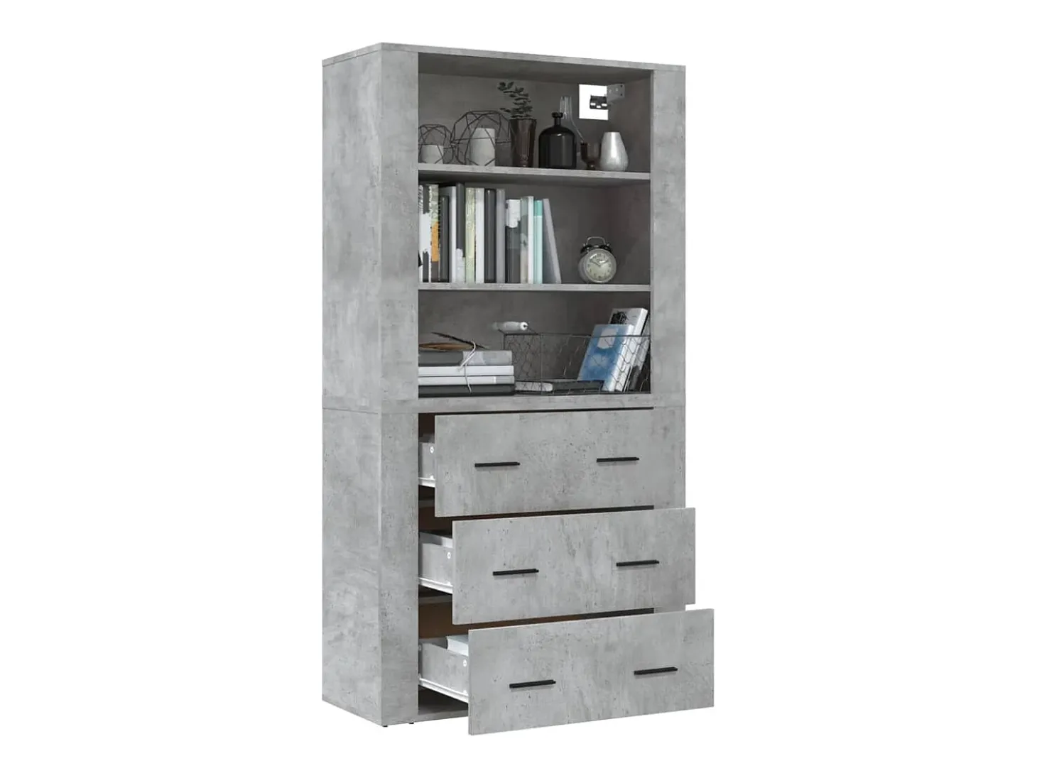 Aparador alto madera contrachapada gris hormigón