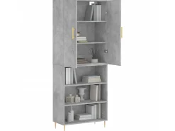 Aparador alto madera contrachapada gris hormigón 69,5x34x180 cm ES81126
