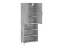 Aparador alto madera contrachapada gris hormigón 69,5x34x180 cm ES81126