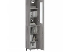 Aparador alto madera contrachapada gris Sonoma 34,5x34x180 cm ES15322