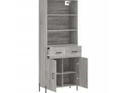 Aparador alto madera contrachapada gris sonoma 69,5x34x180 cm ES80404